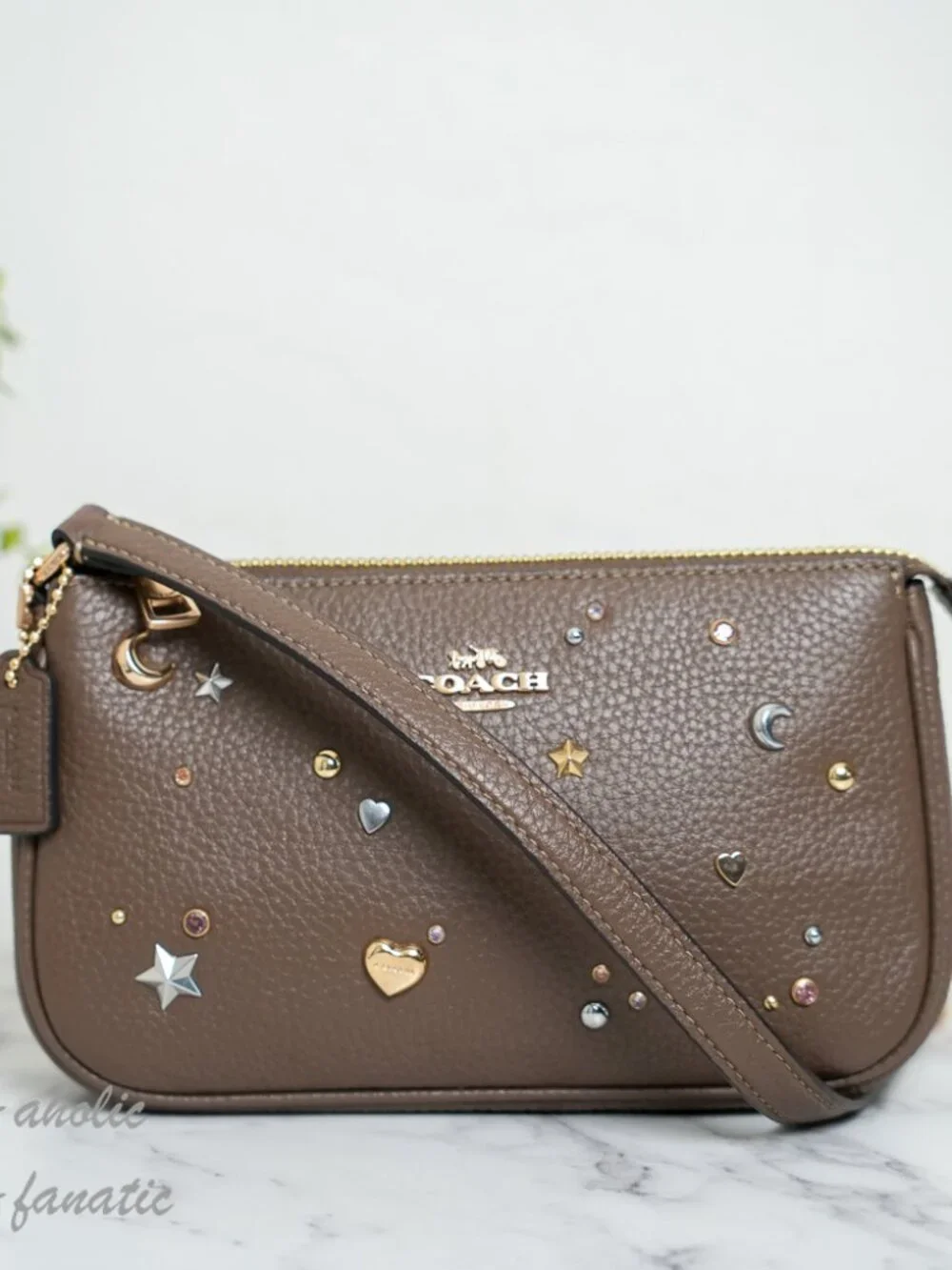 Coach CDC25 Nolita 19 With Rivets Wristlet in Leather/Gold/Dark Stone Multi NWT